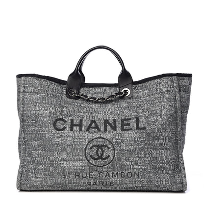 Chanel Canvas Large Deauville Tote Charcoal 1 of 12