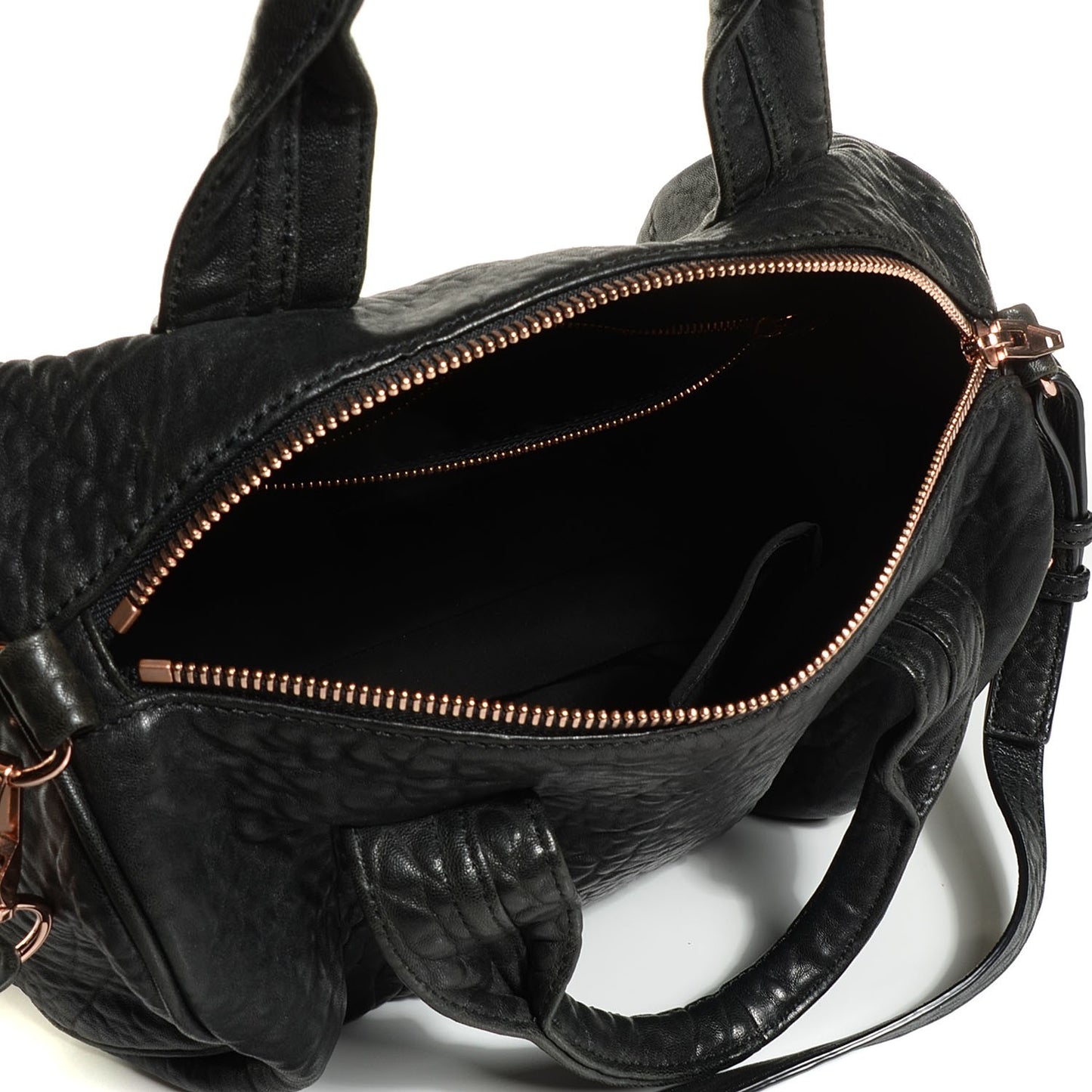 Pebbled Lambskin Rocco Black Rose Gold Hardware