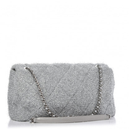 Chanel Lurex Knit Large Pluto Glitter Flap Silver 3 of 10