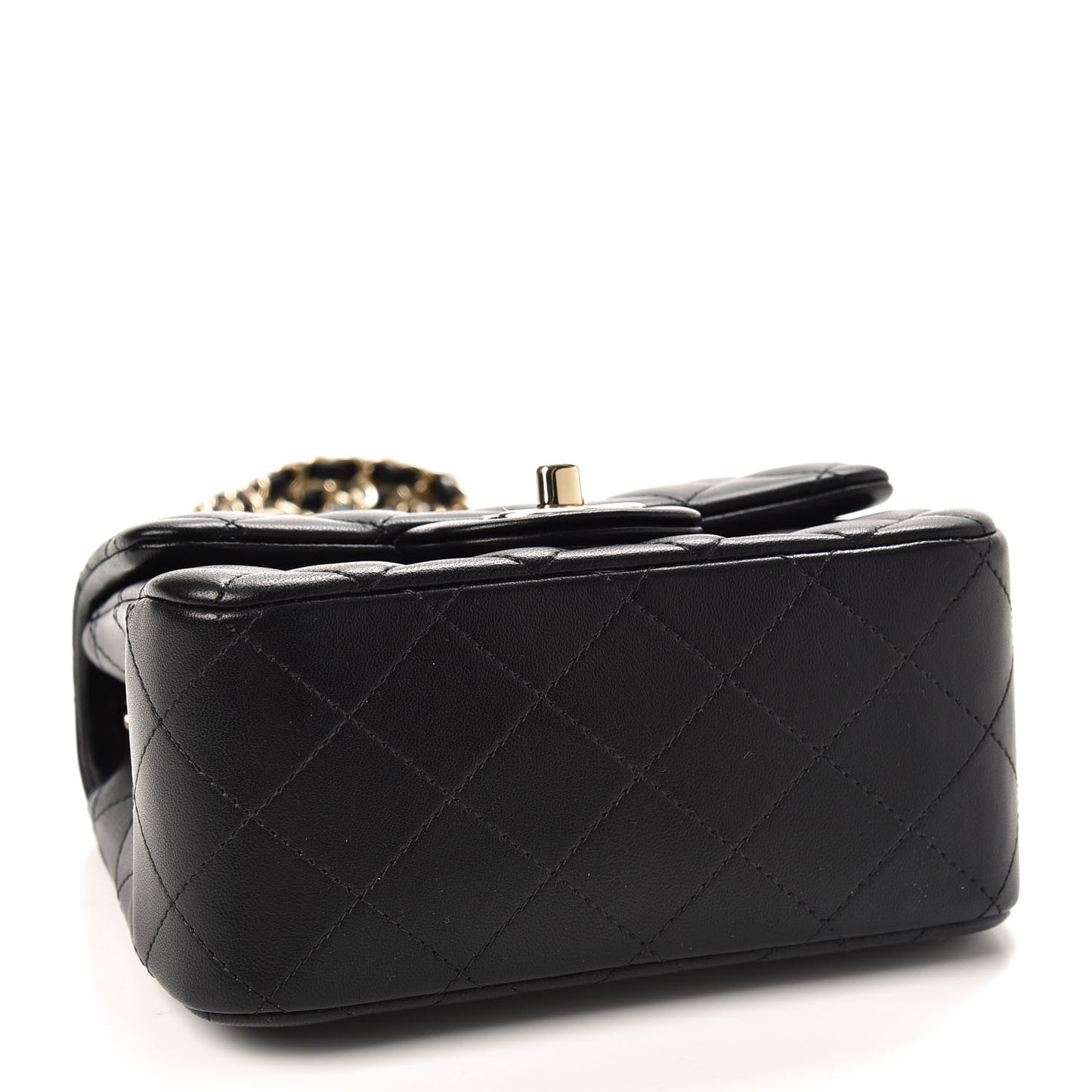 Lambskin Quilted Mini Square Flap Black