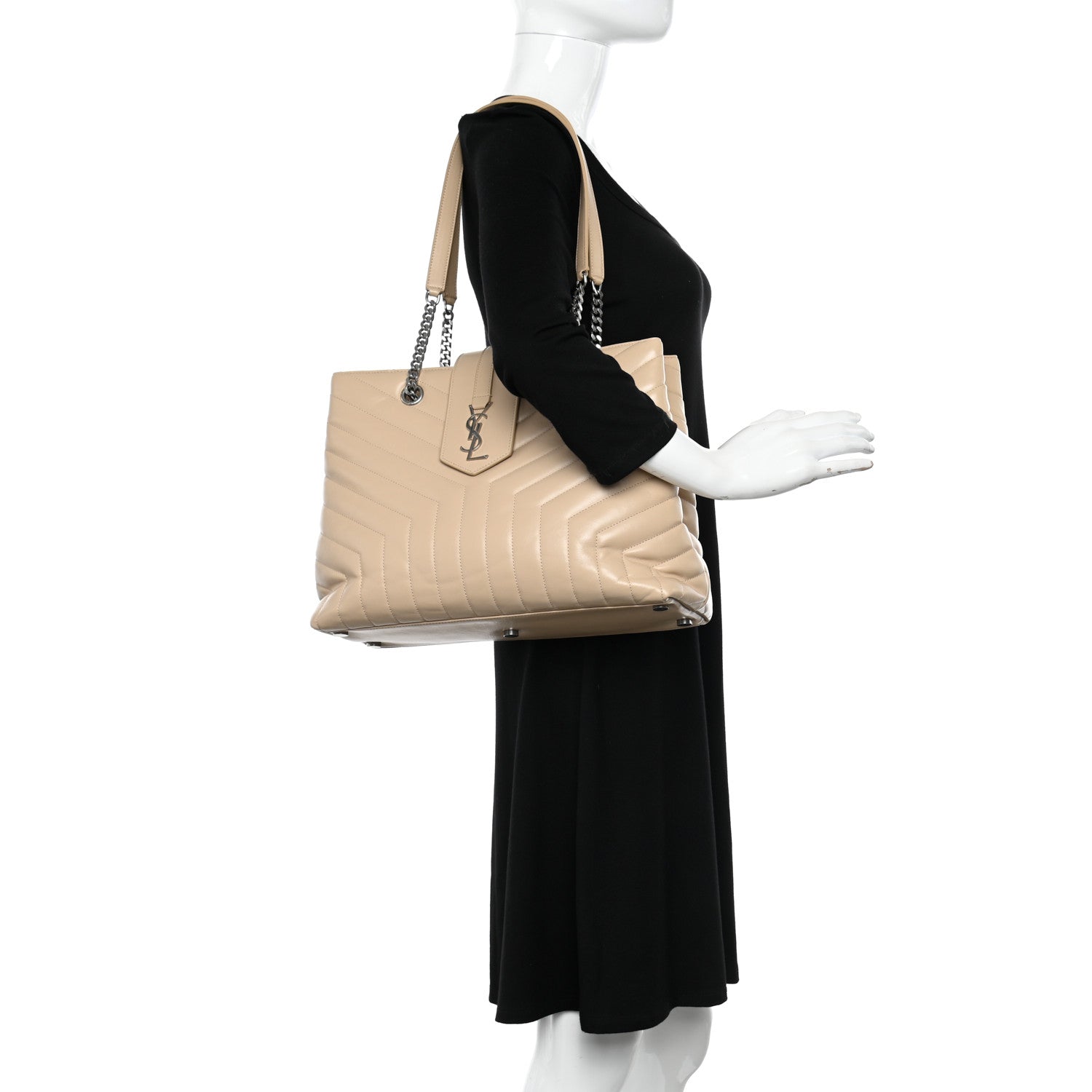 Saint Laurent Calfskin Y Quilted Monogram Large Loulou Shopper Nude Powder 2 of 10