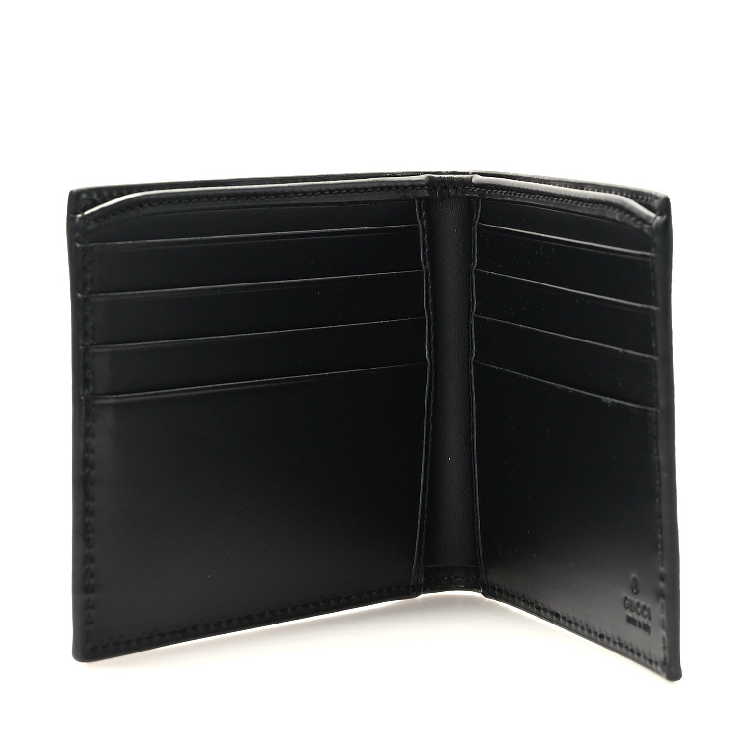 Gucci GG Supreme Monogram Selleria Calfskin Tiger Nice Bi-Fold Wallet Beige Ebony Multicolor Black 5 of 7