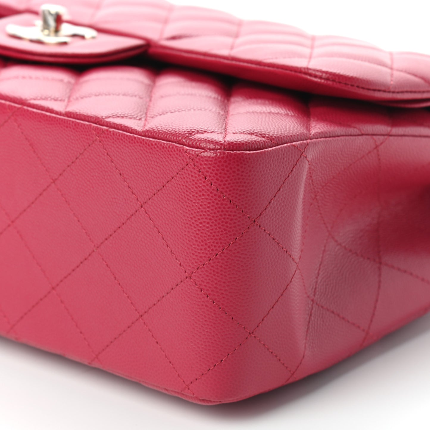 Caviar Quilted Jumbo Double Flap Dark Pink