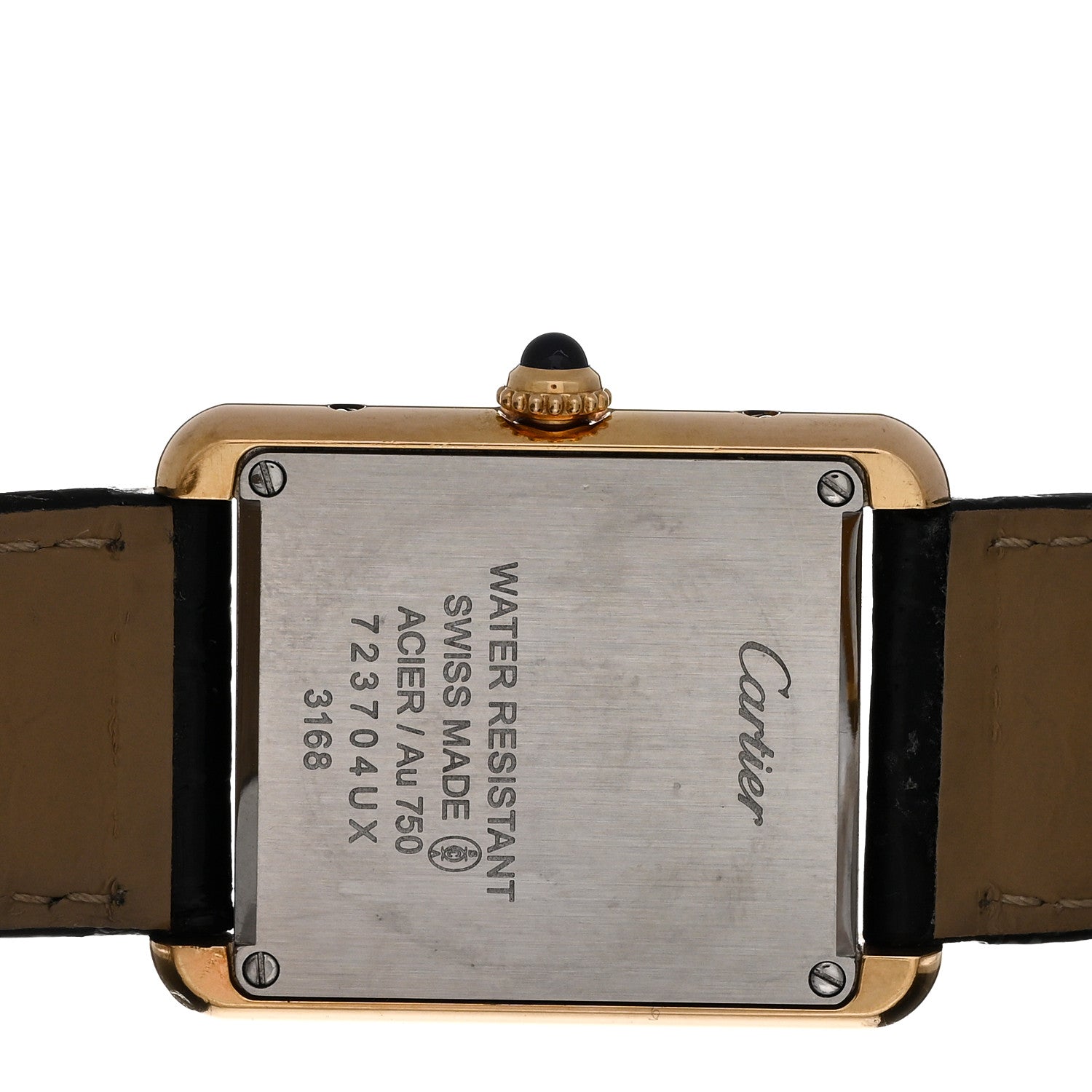Cartier Stainless Steel 18K Yellow Gold Alligator 24mm Tank Solo Quartz Watch 4 of 5