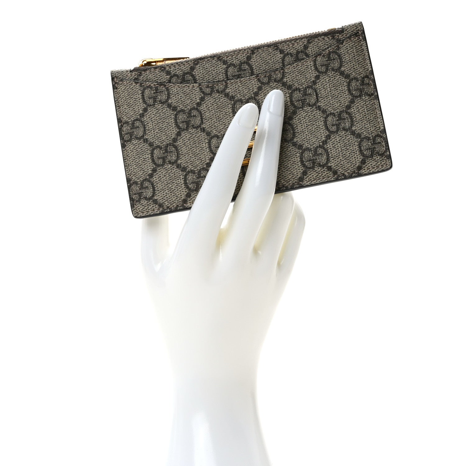 Gucci X BALENCIAGA GG Supreme Monogram Zip Card Case Beige Ebony 2 of 7