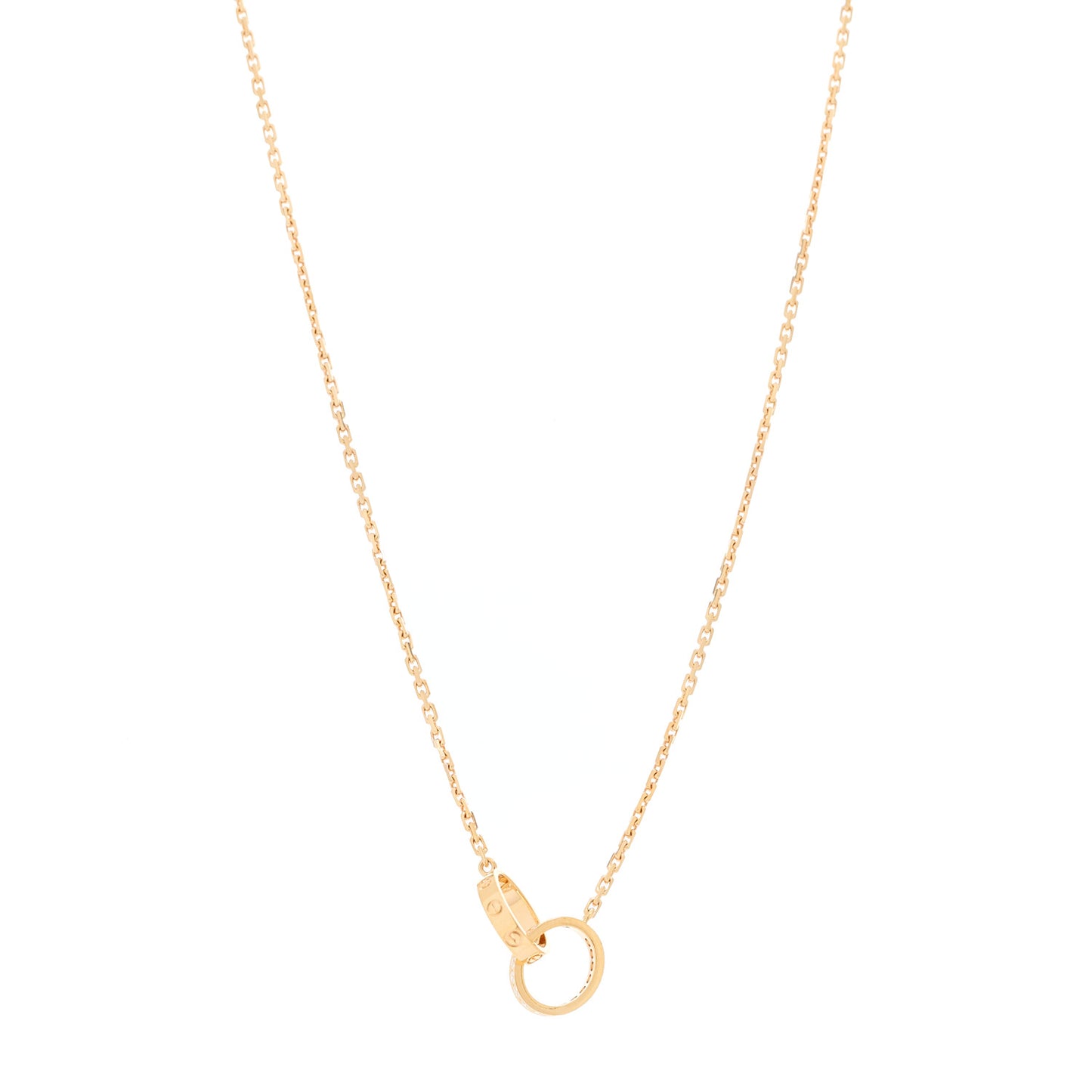 18K Pink Gold Diamond Interlocking LOVE Necklace