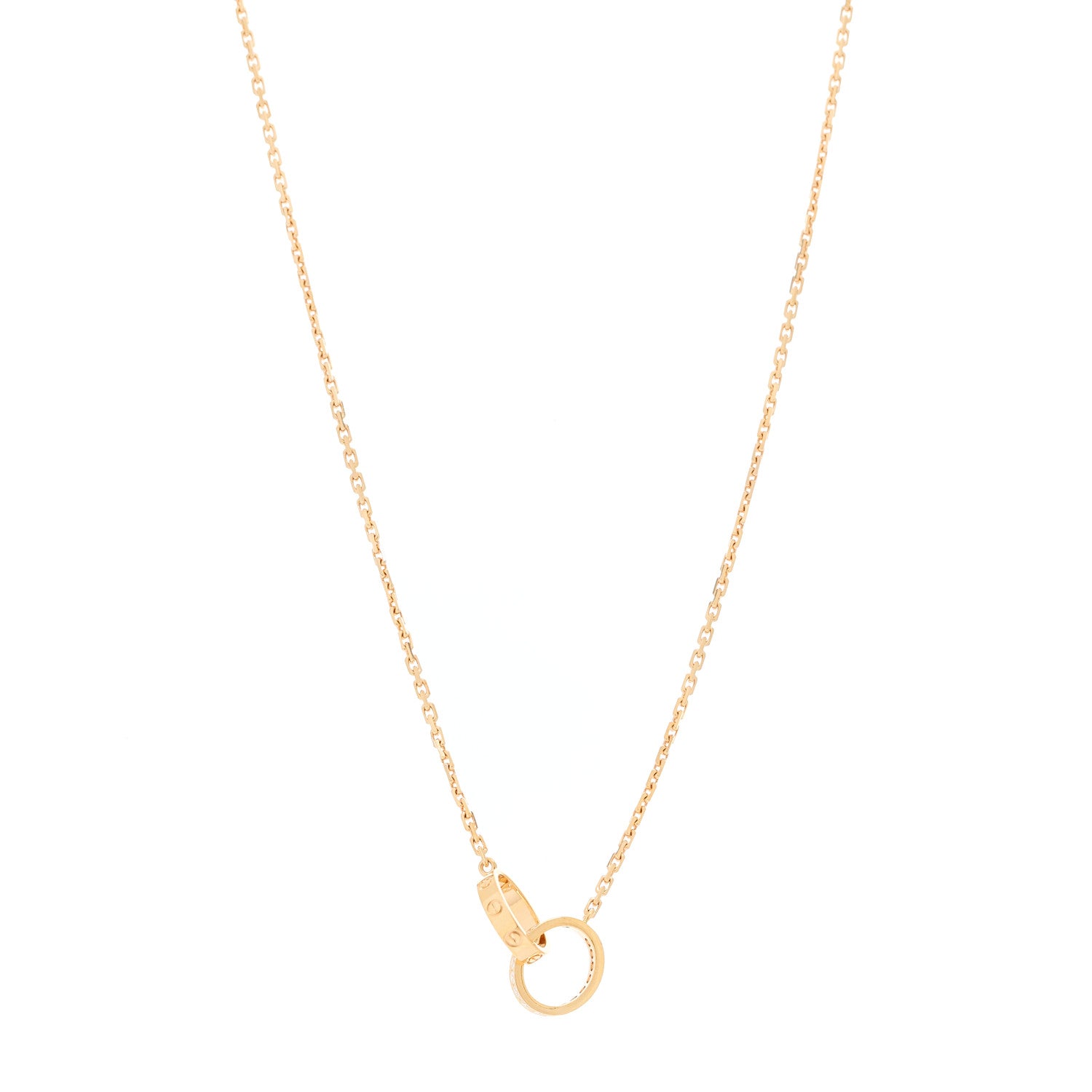 Cartier 18K Pink Gold Diamond Interlocking LOVE Necklace 4 of 8