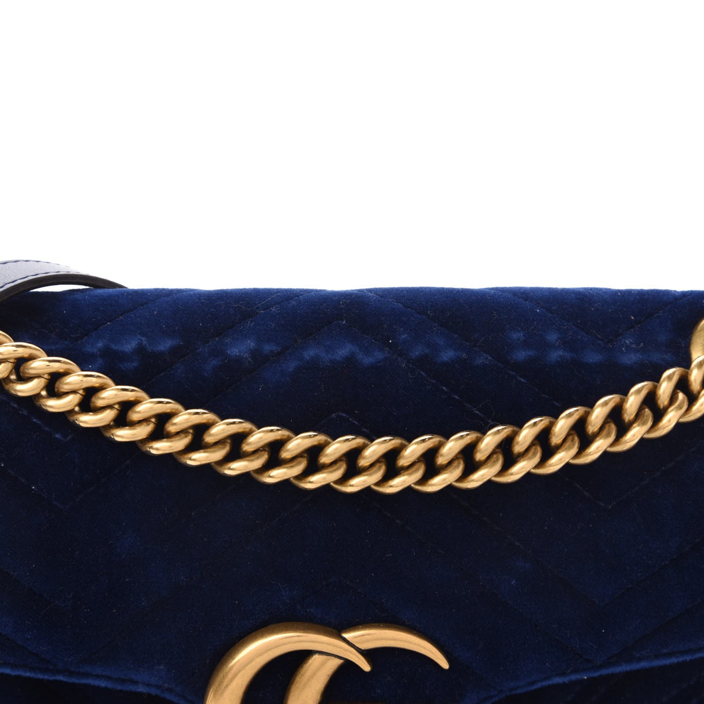 Velvet Matelasse Small GG Marmont Shoulder Bag Cobalt Blue