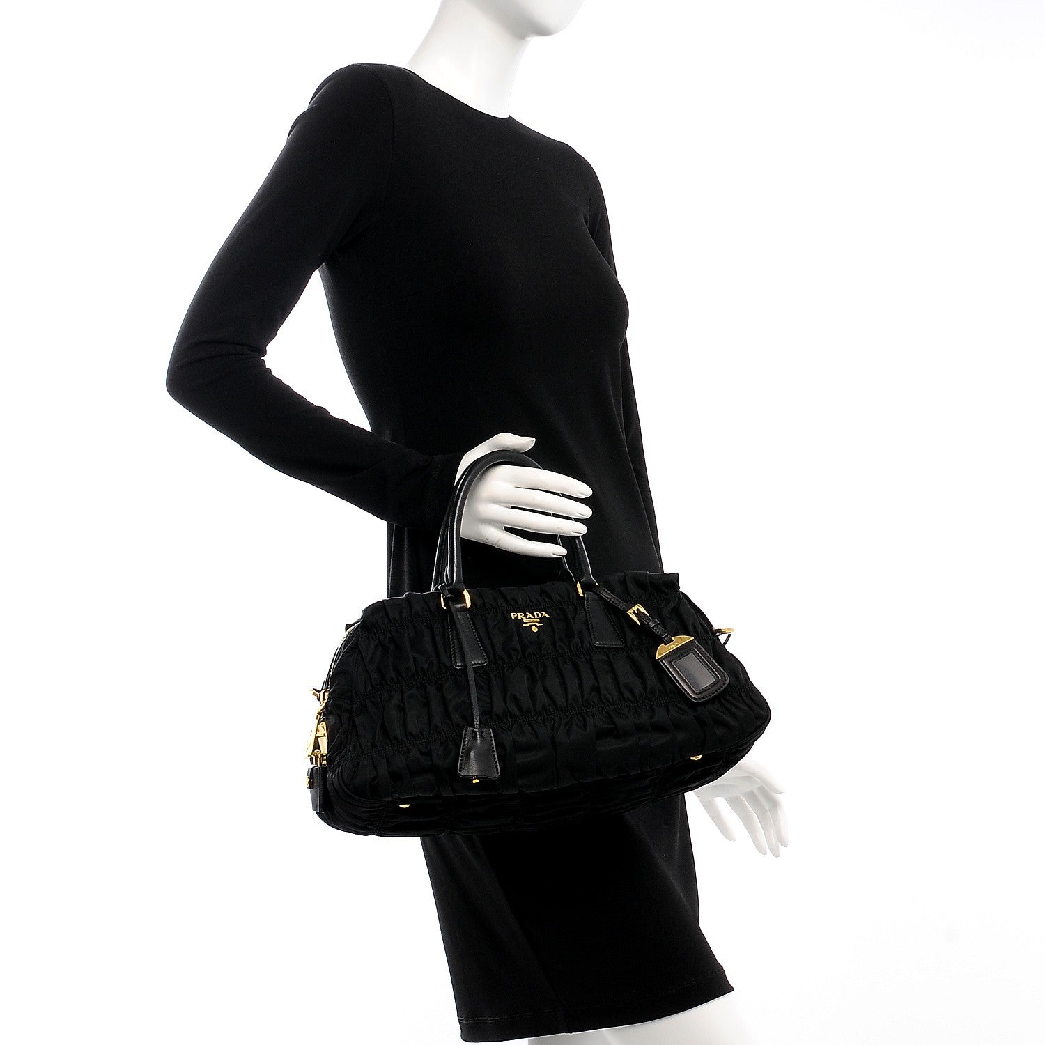 Prada Tessuto Nylon Gaufre Shopping Satchel Black 3 of 10