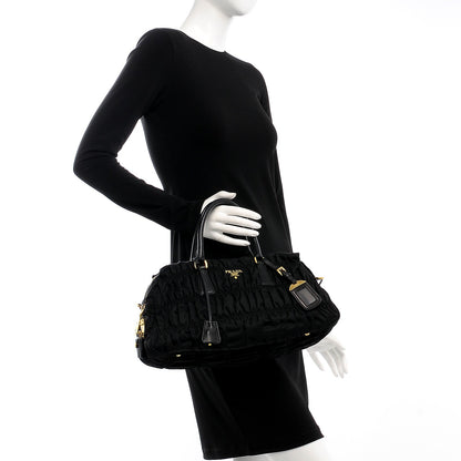 Prada Tessuto Nylon Gaufre Shopping Satchel Black 3 of 10
