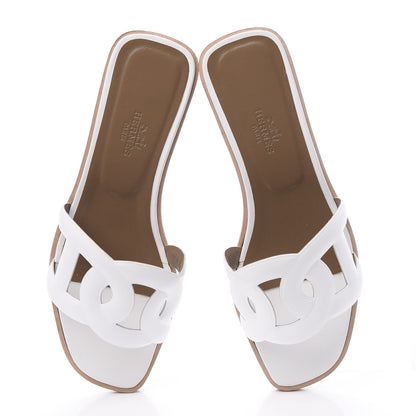 Hermes Calfskin Omaha Sandals 37.5 White 5 of 10