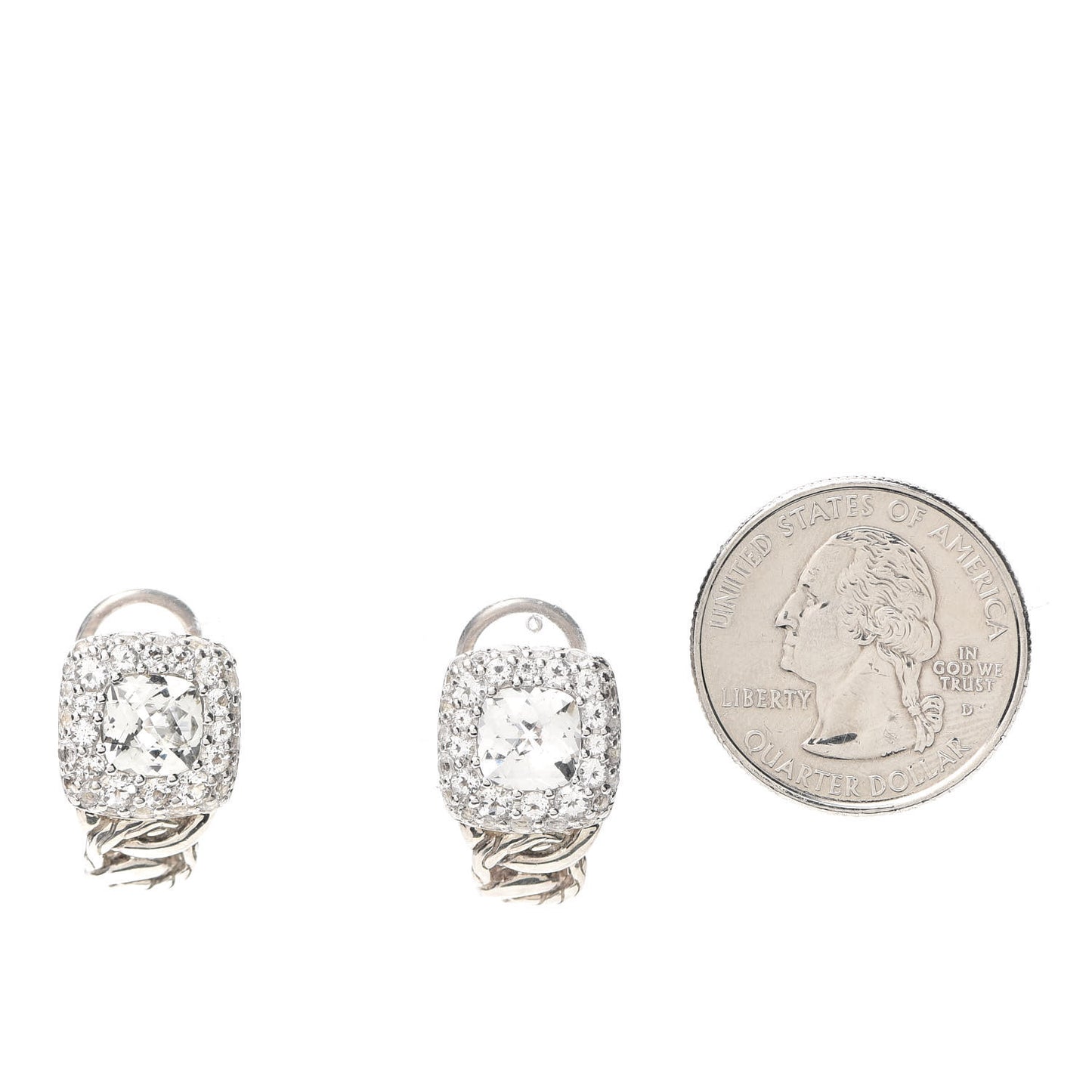 Sterling Silver White Topaz Batu Classic Earrings