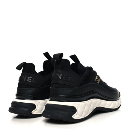 Chanel Velvet Calfskin Mixed Fibers CC Sneakers 38.5 Black 4 of 9