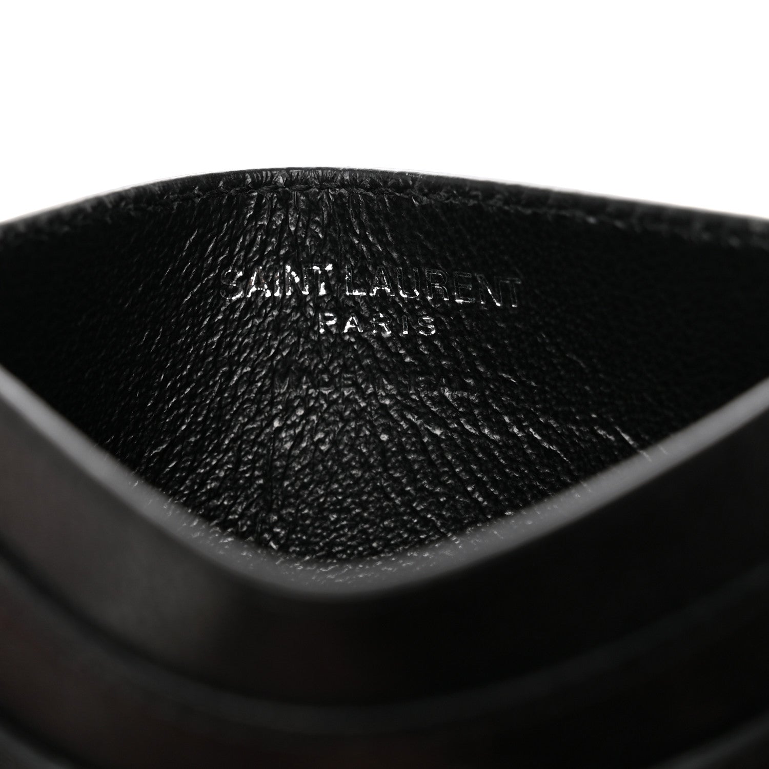 Saint Laurent Calfskin Paisley Studded Monogram Credit Card Case Black 6 of 8