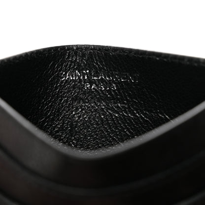 Saint Laurent Calfskin Paisley Studded Monogram Credit Card Case Black 6 of 8