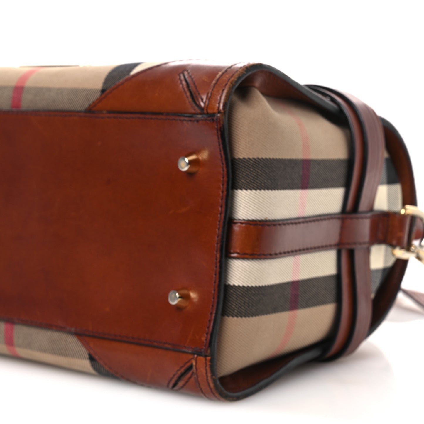 House Check Bridle Calfskin Medium Alchester Bowling Bag Dark Tan