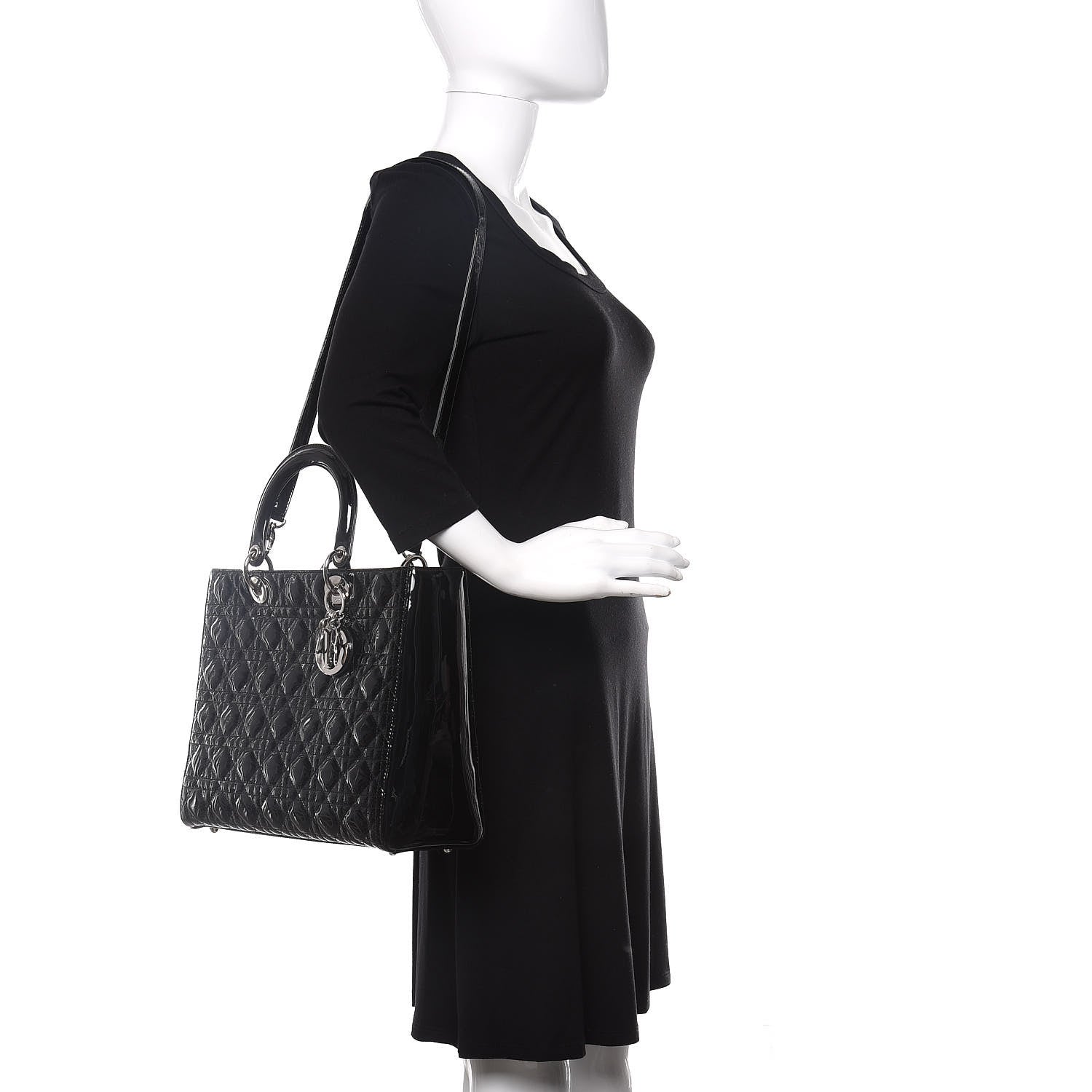 Christian Dior Patent Cannage Large Lady Dior Black 2 of 10