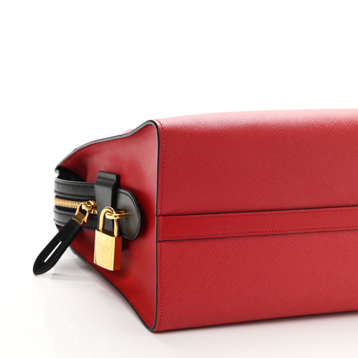 Prada Saffiano City Calfskin Medium Esplanade Fuoco Black 9 of 10