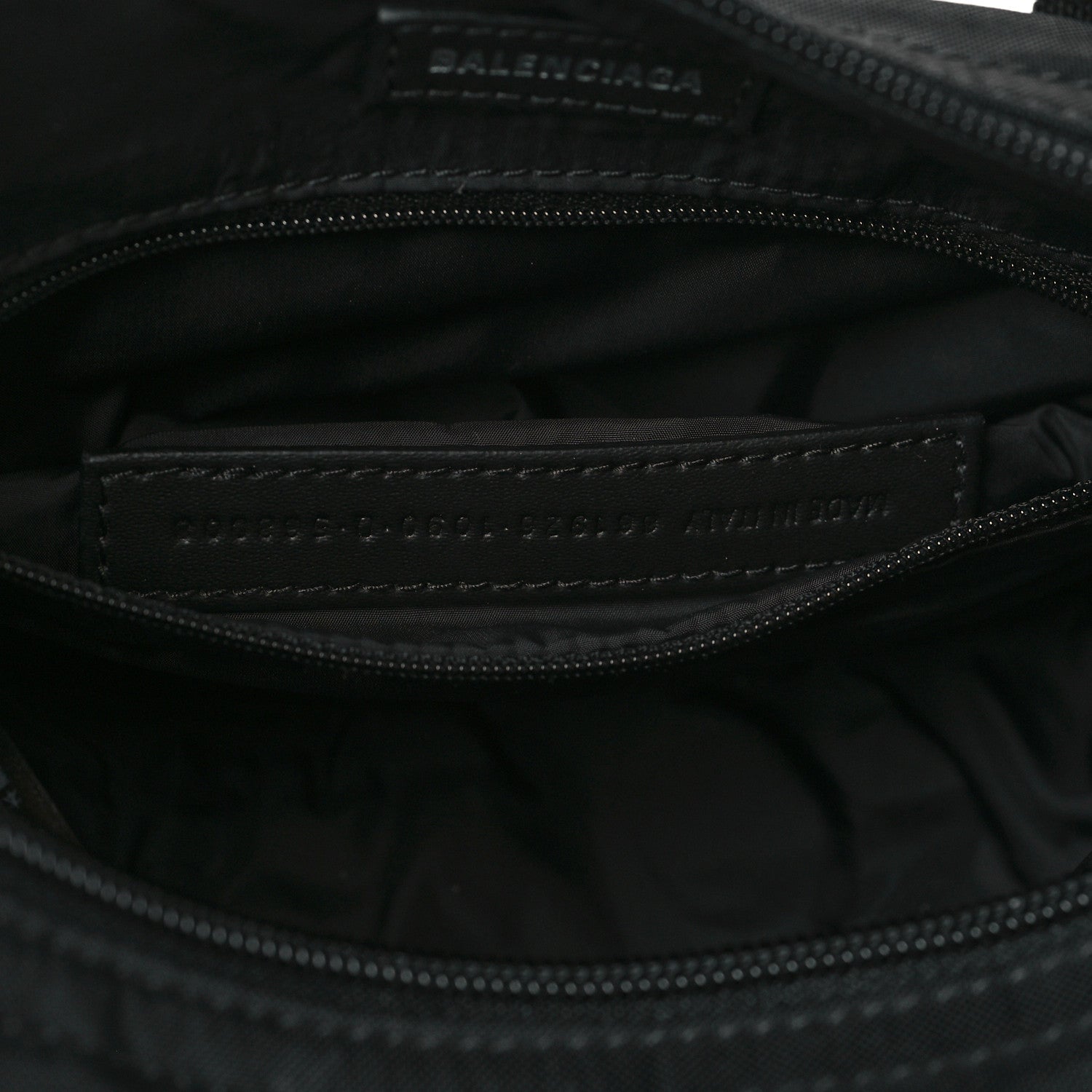 Balenciaga Recycled Sport Nylon Logo Embroidered Wheel Sling Bag Black White 7 of 10