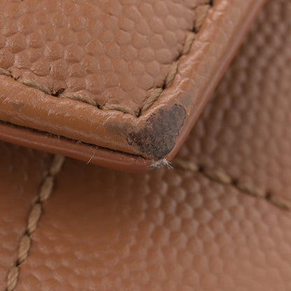 Saint Laurent Grain De Poudre Textured Mixed Matelasse Medium Triquilt Monogram Satchel Dark Cork 13 of 15