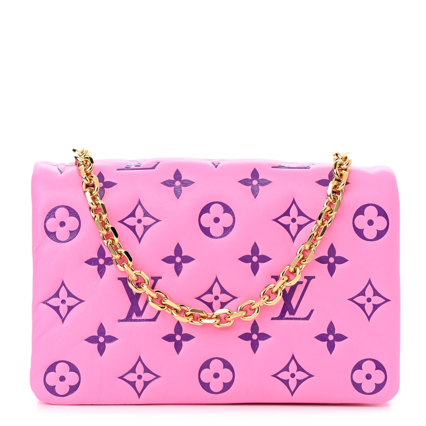 Lambskin Embossed Monogram Vuittamins Pochette Coussin Rose Violet