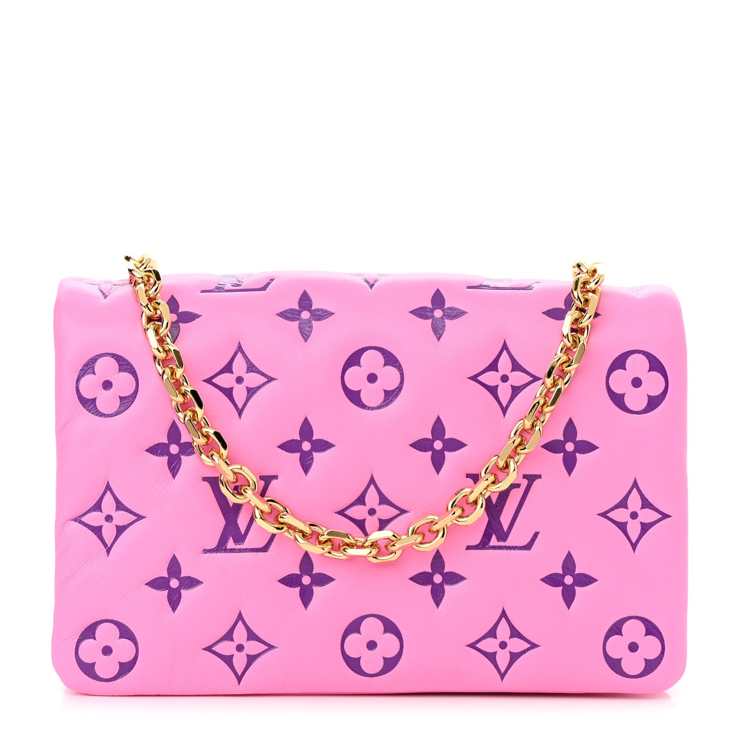 Louis Vuitton Lambskin Embossed Monogram Vuittamins Pochette Coussin Rose Violet 1 of 9