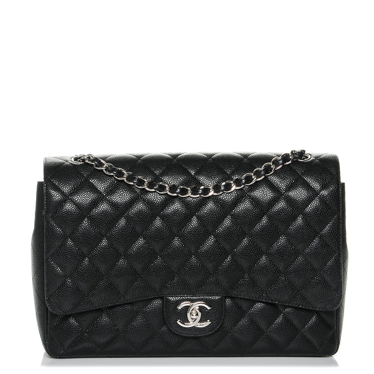 Caviar Quilted Maxi Double Flap Black