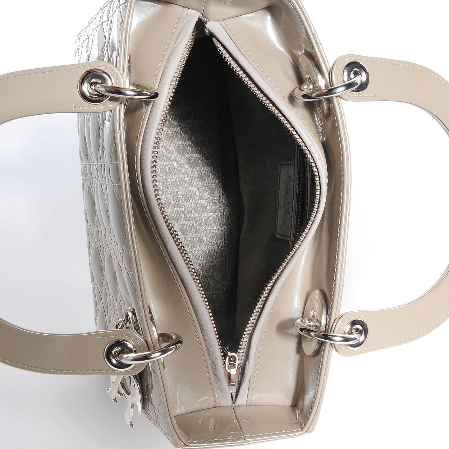 Patent Cannage Medium Lady Dior Grey