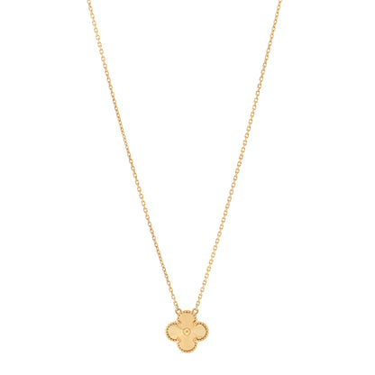 Van Cleef & Arpels 18K Yellow Gold Guilloche Vintage Alhambra Pendant Necklace 1 of 6