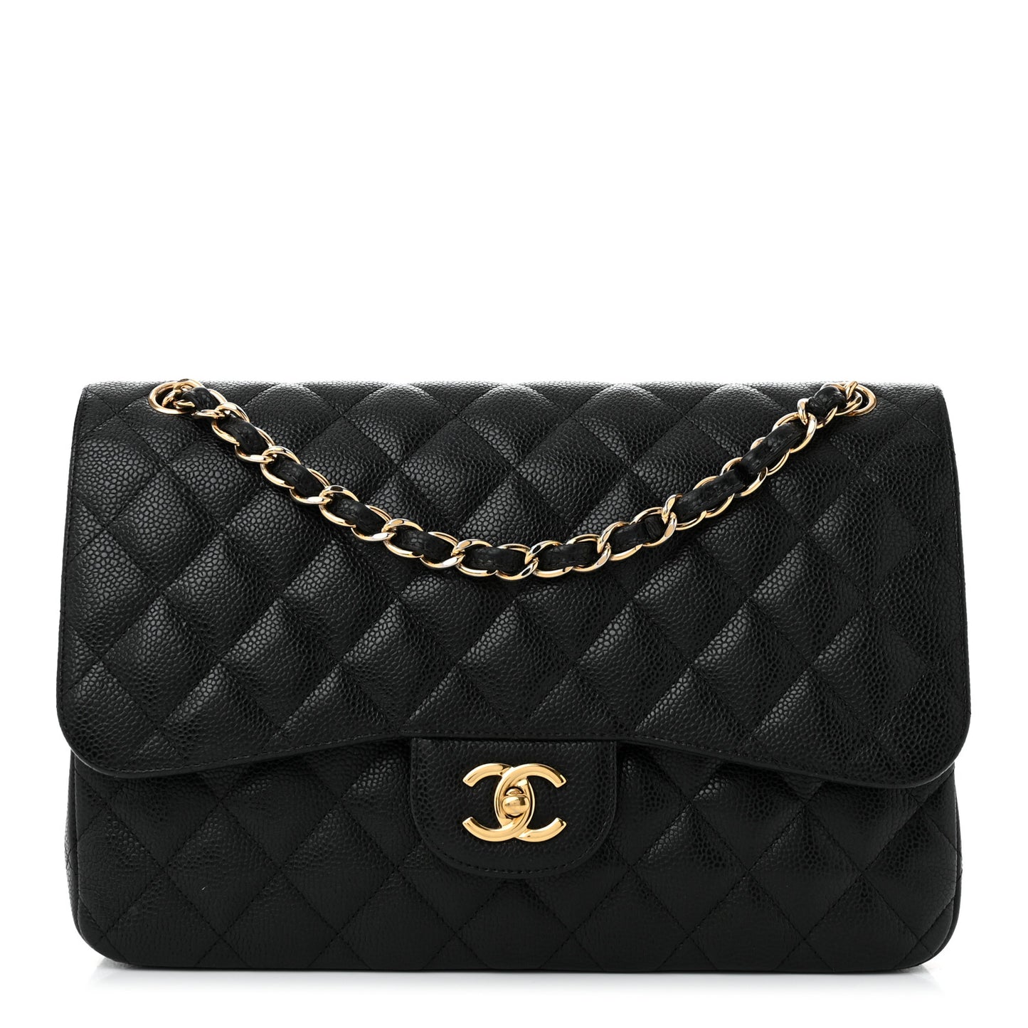 Caviar Quilted Jumbo Double Flap Black
