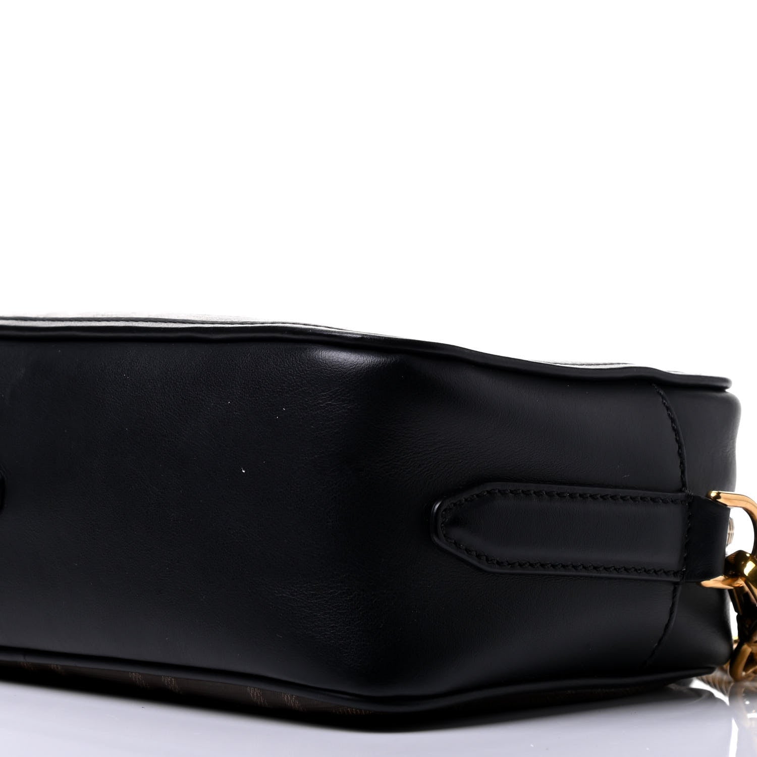 Fendi Glazed Fabric Vitello Century FF 1974 Stamp Patch Camera Case Mogano Panna Black 16 of 16