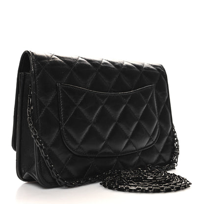 Chanel Aged Calfskin Quilted Reissue 2.55 Wallet On Chain WOC So Black 3 of 11
