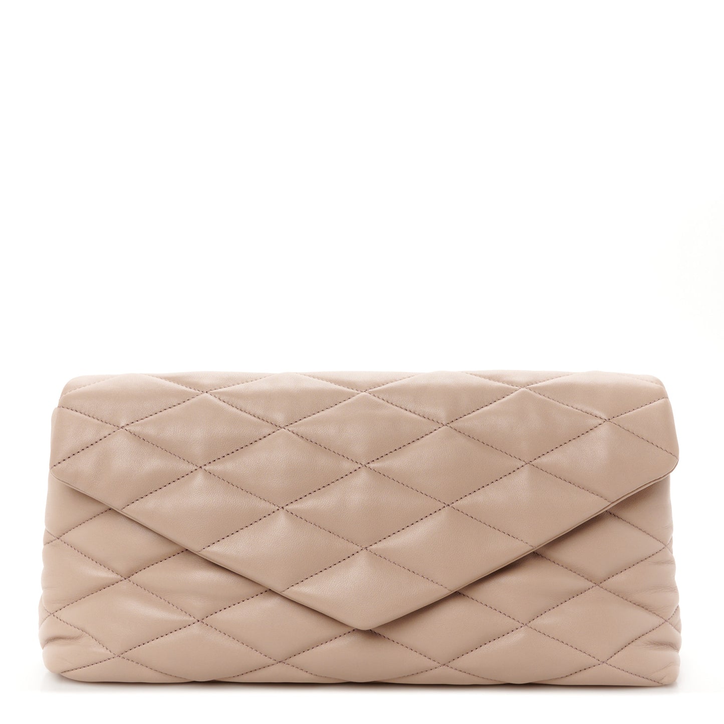Lambskin Quilted Sade Puffer Envelope Clutch Rosy Sand