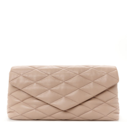 Saint Laurent Lambskin Quilted Sade Puffer Envelope Clutch Rosy Sand 1 of 11