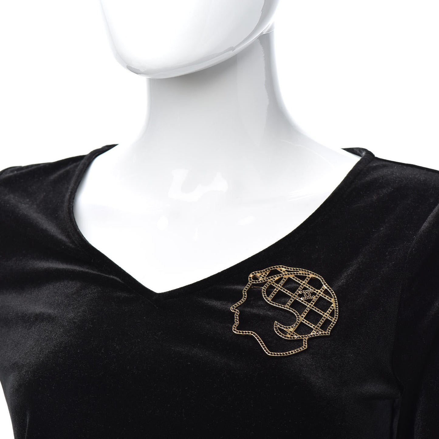 Crystal Mademoiselle Brooch Black Gold
