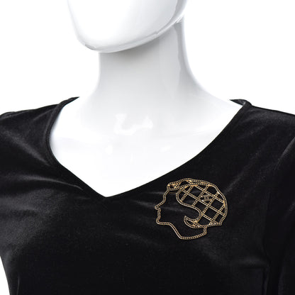 Chanel Crystal Mademoiselle Brooch Black Gold 2 of 5