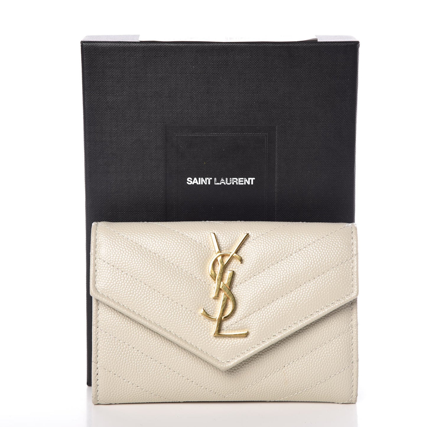 Grain De Poudre Matelasse Chevron Small Monogram Envelope Wallet Crema Soft