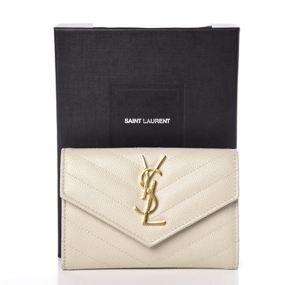 Saint Laurent Grain De Poudre Matelasse Chevron Small Monogram Envelope Wallet Crema Soft 11 of 11