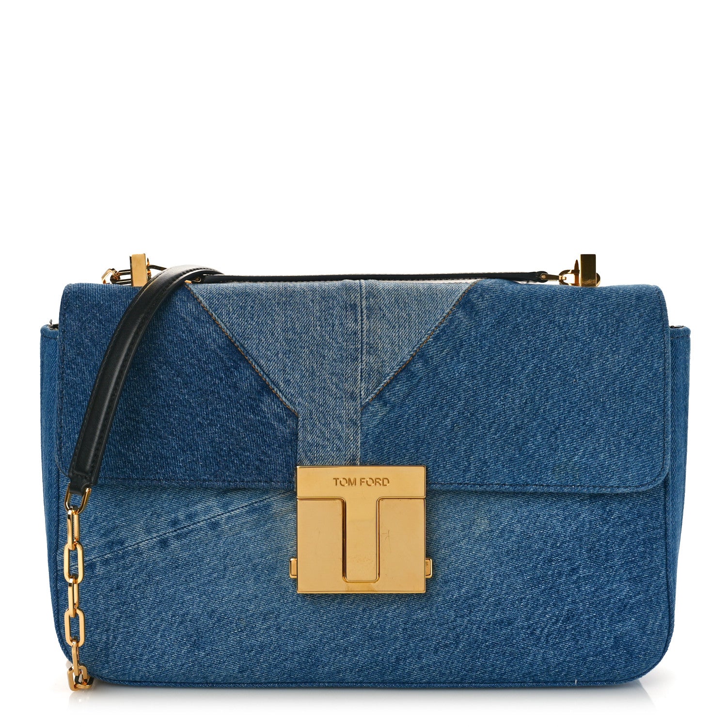 Tom Ford Denim T-Clasp Shoulder Bag Blue 1 of 9