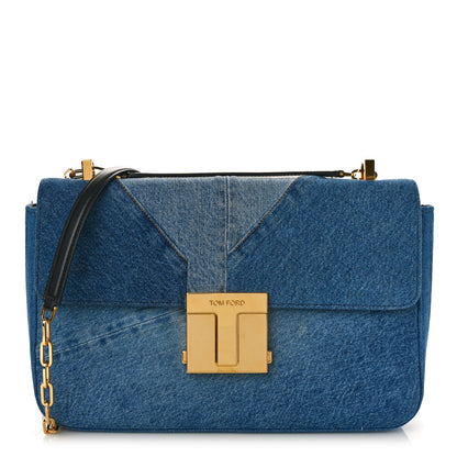 Tom Ford Denim T-Clasp Shoulder Bag Blue 1 of 9