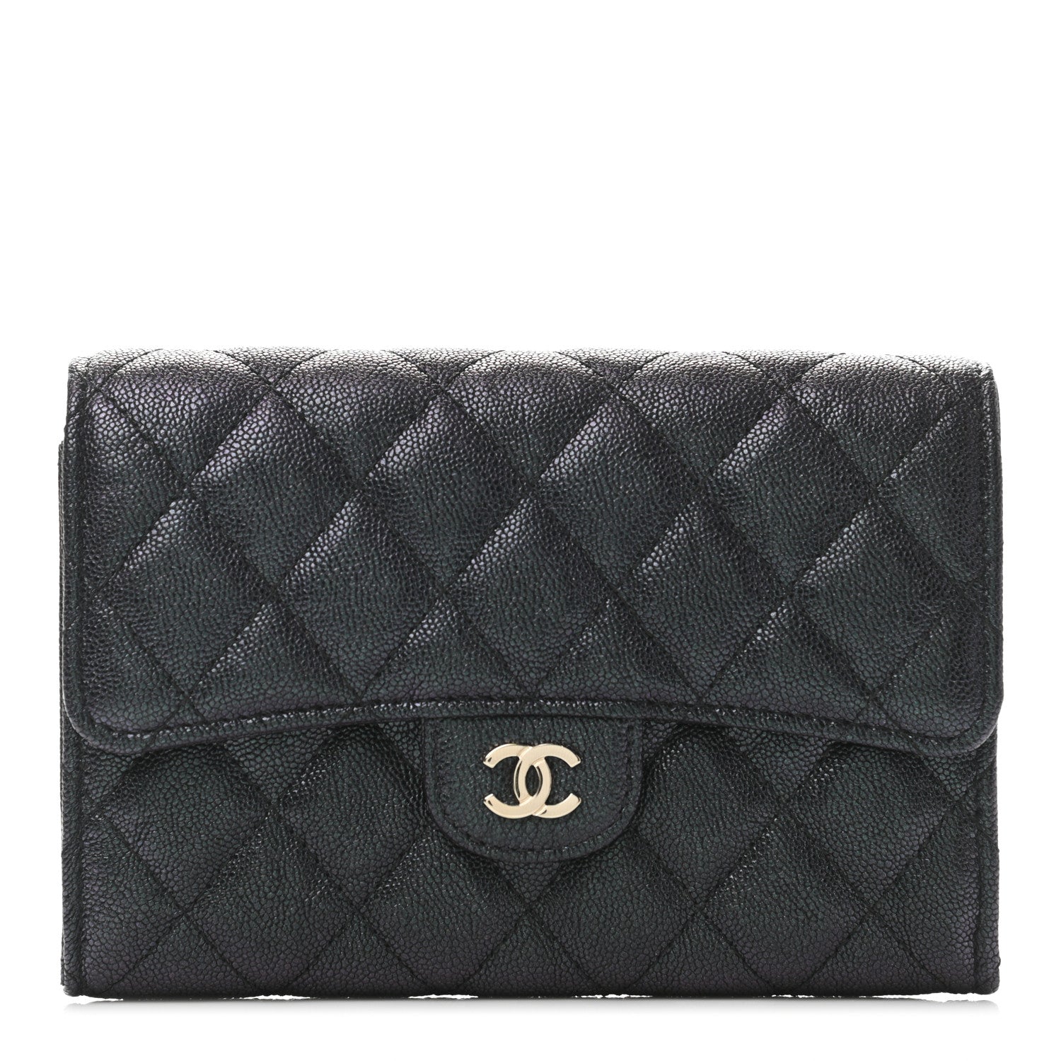 Chanel Iridescent Caviar Quilted Medium Flap Wallet Black 1 of 4