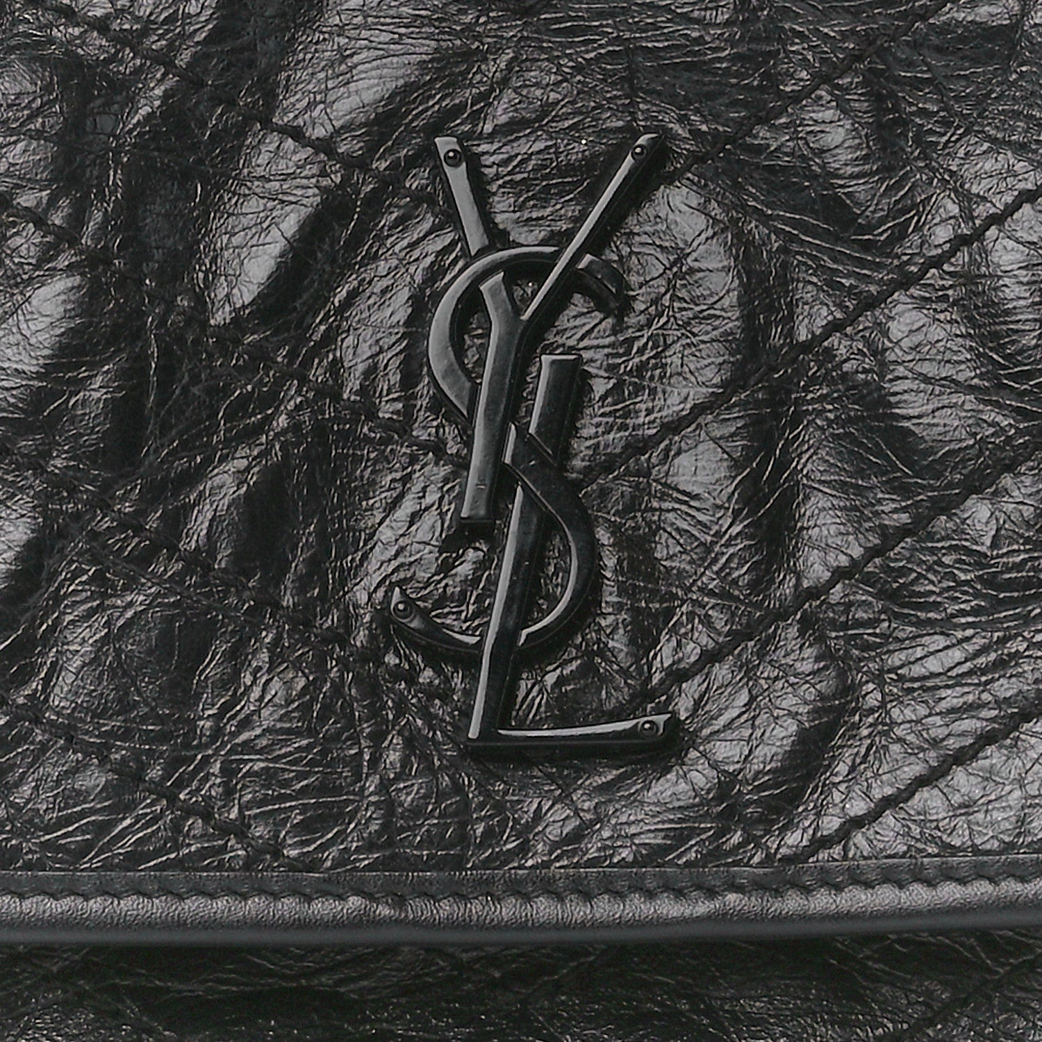 Saint Laurent Crinkled Calfskin Matelasse Monogram Medium Niki Chain Satchel Black 9 of 12