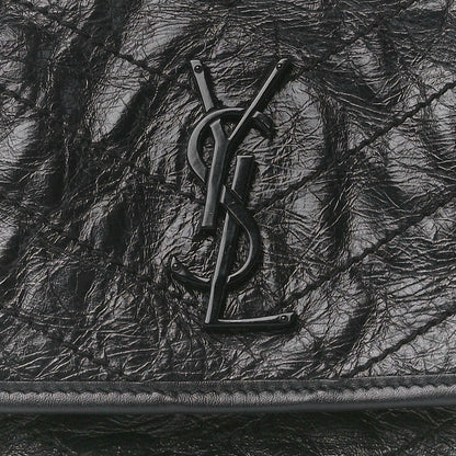 Saint Laurent Crinkled Calfskin Matelasse Monogram Medium Niki Chain Satchel Black 9 of 12