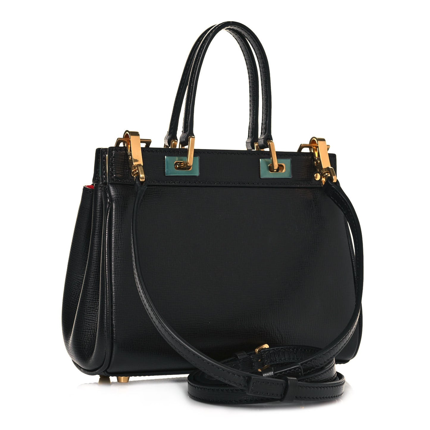 Grainy Calfskin Mini Rockstud Alcove Top-Handle Bag Black