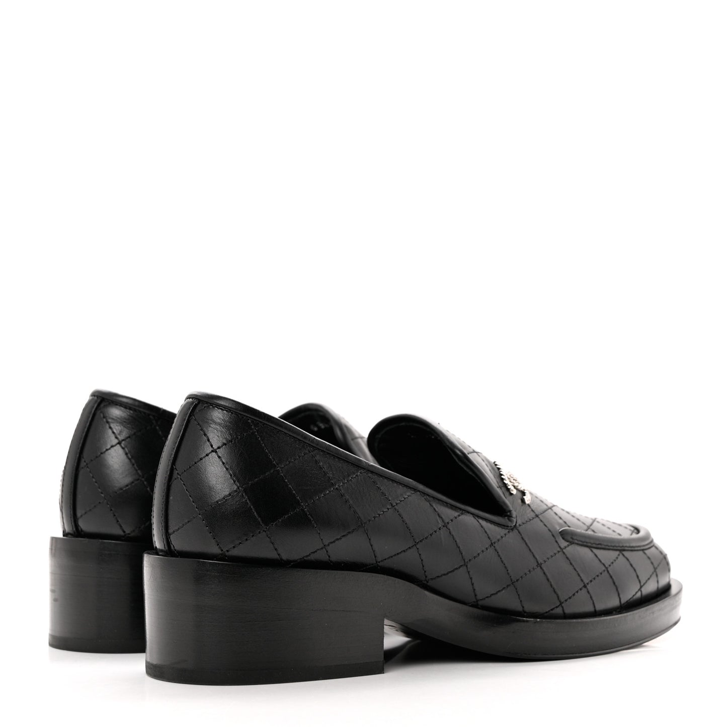 Calfskin Stitched CC Loafers 37 Black