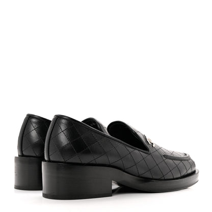 Chanel Calfskin Stitched CC Loafers 37 Black 4 of 9