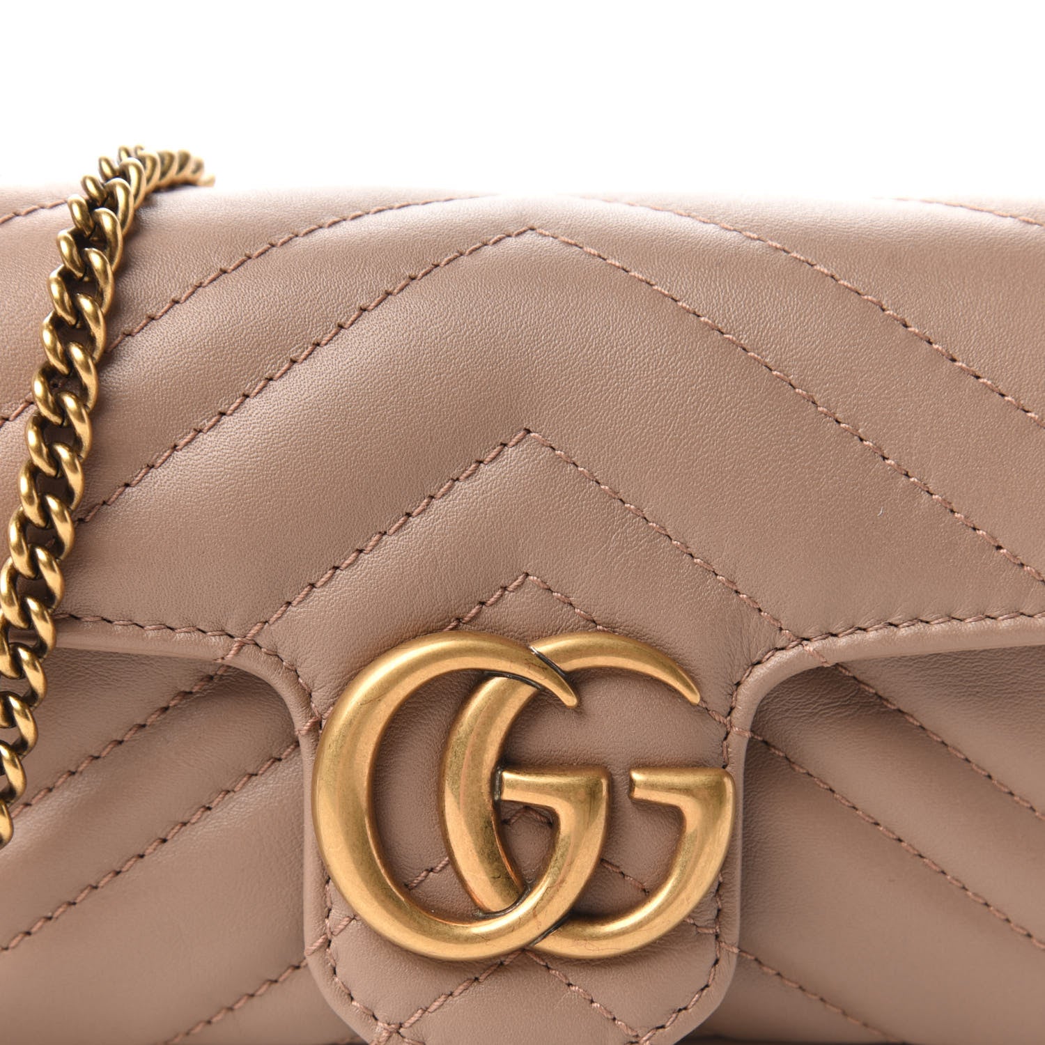 Gucci Calfskin Matelasse Super Mini GG Marmont Shoulder Bag Porcelain Rose 10 of 10