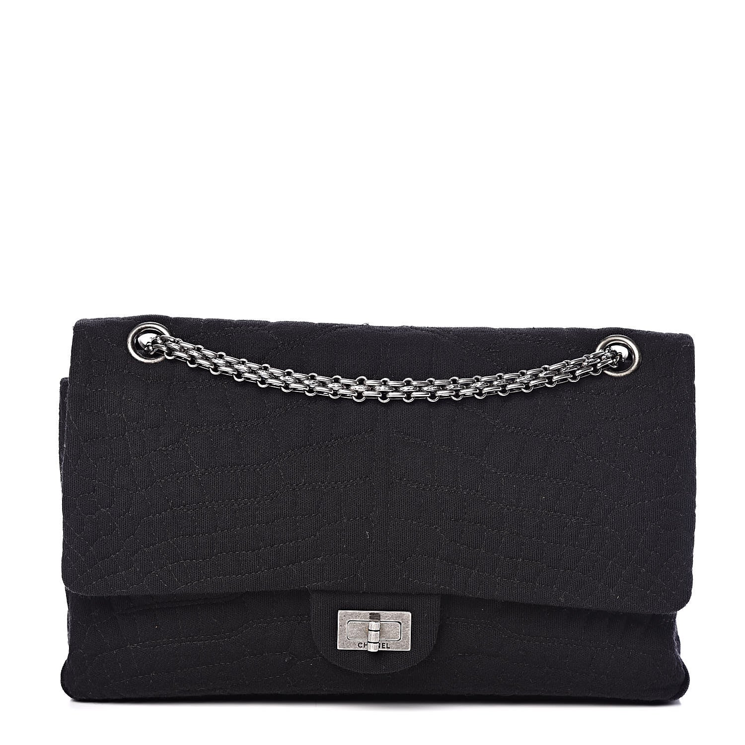 Chanel Jersey Coco's Croc 2.55 Reissue 226 Flap Black 1 of 13