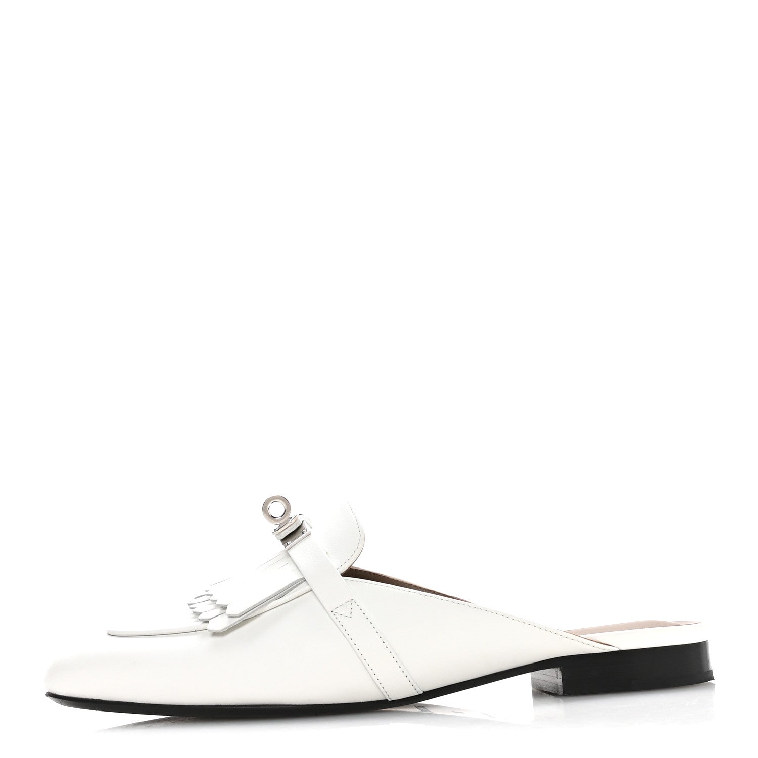 Hermes Calfskin Fringe Oz Mules 39 White 1 of 9