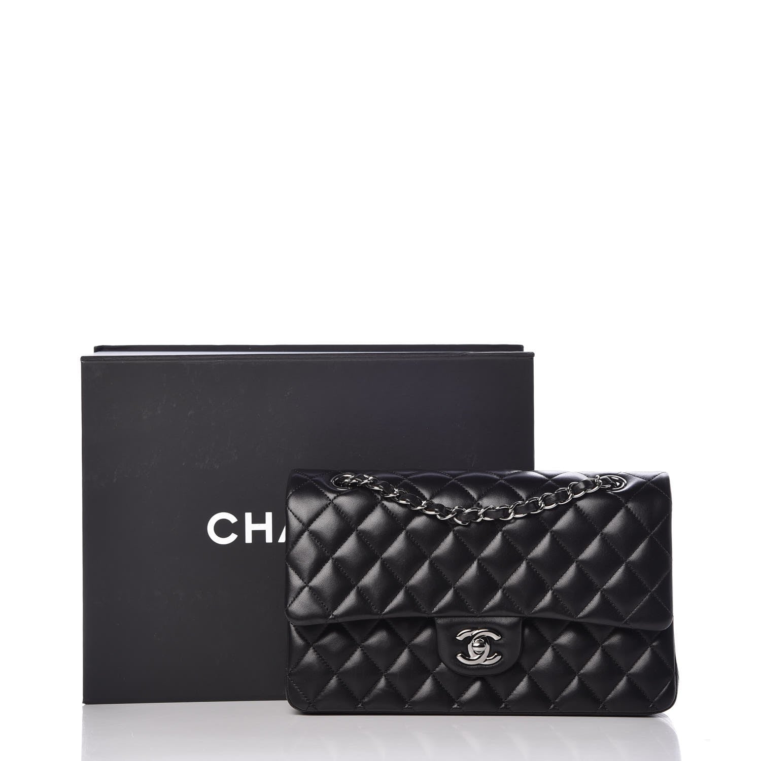 Chanel Lambskin Quilted Medium Double Flap Black 12 of 12